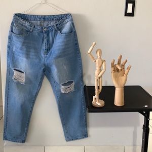 Straight Leg Ripped Pants